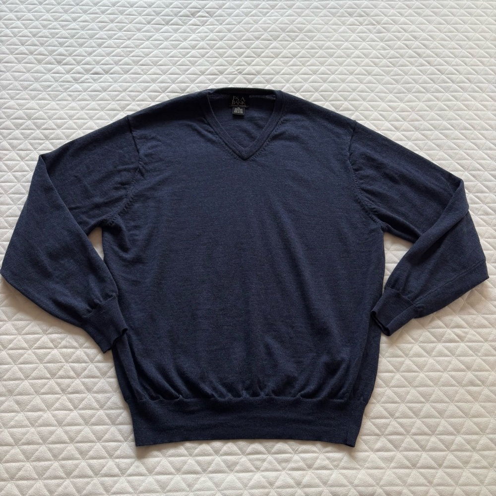 JOS. A. BANK Sweater Signature Collection 100% Merino XL Italian Wool Navy Blue